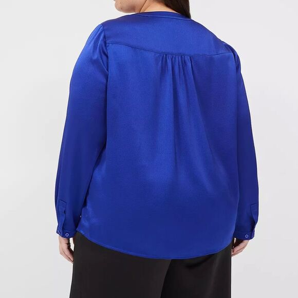 LANE BRYANT - Satin Ruched-Shoulder Blouse - Picture 2 of 5